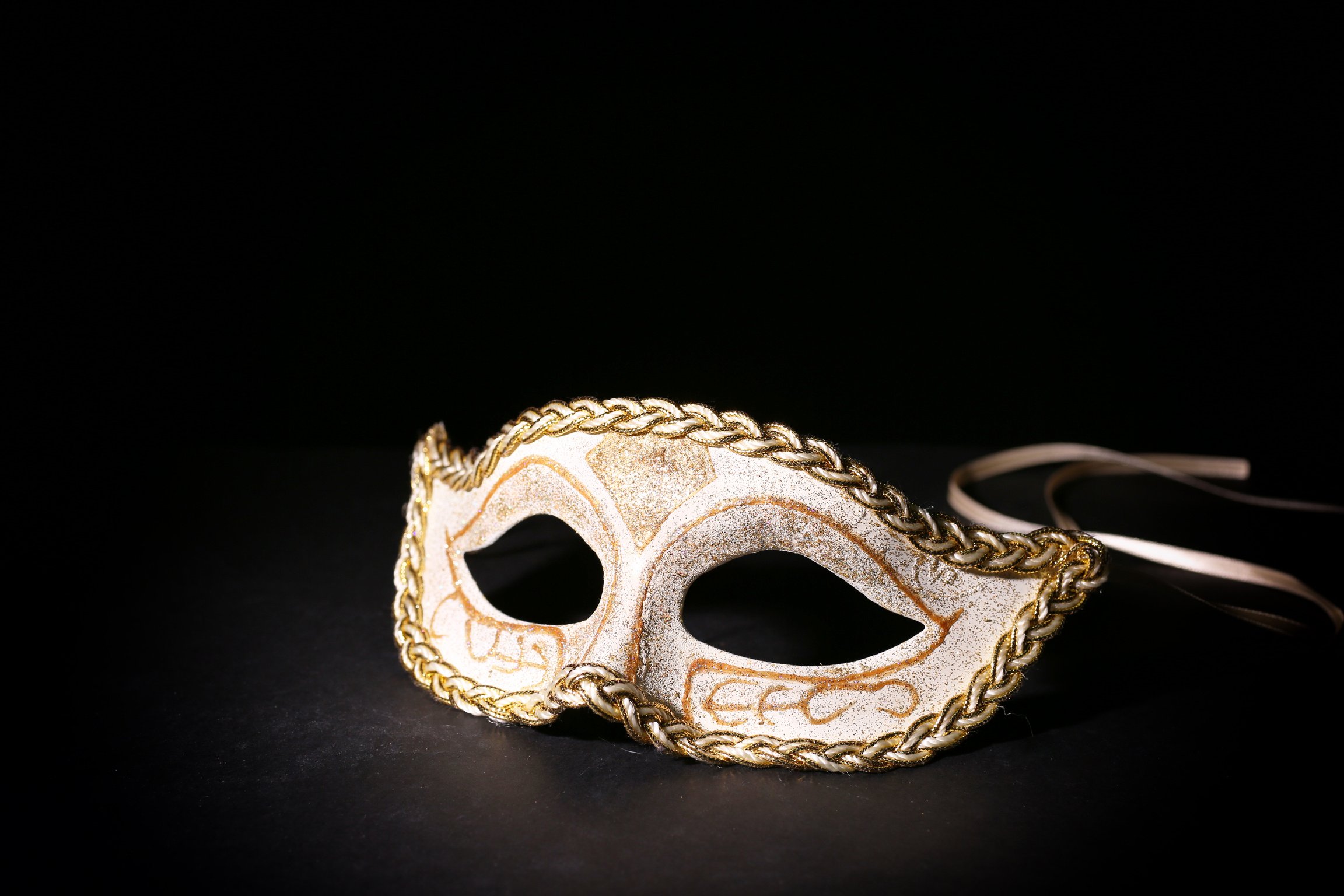 Masquerade Mask on Black Background 